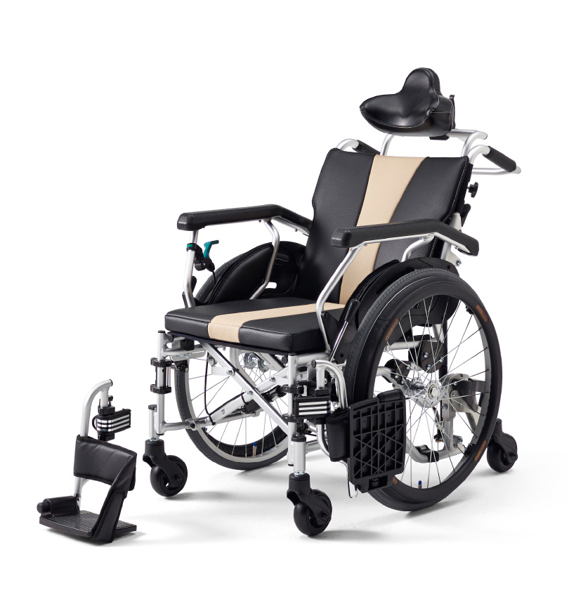 レオパードフラワーブラック ミキ ティルト＆リクライニング車椅子 （介助式／アルミ製／座幅４００ｍｍ） TRC-2 1台 
